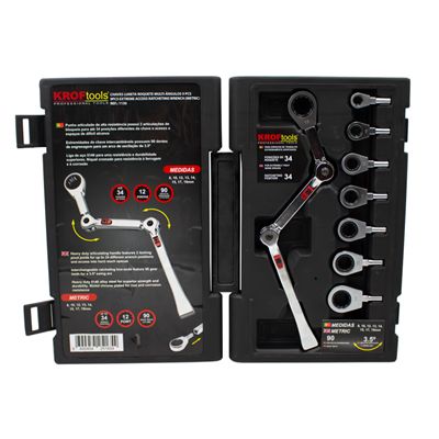 KROFTOOLS LLAVE ESTRELLA CON CARRACA MULTIANGULAR 9 PIEZAS